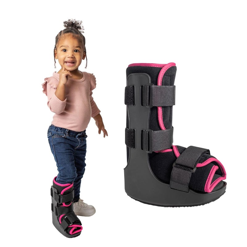 Brace Direct Pediatric Walking Boot – Kids Fracture Boot for Foot Injuries, Ankle Sprains & Post-Op Recovery, Pink (Large, US Kids 11.5K–1.5) - Image 1
